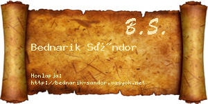 Bednarik Sándor névjegykártya