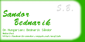 sandor bednarik business card