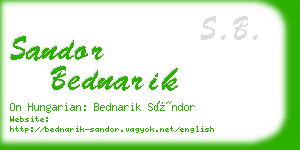 sandor bednarik business card